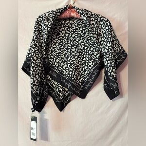 Karl Lagerfeld Black and White Leopard Print Scarf